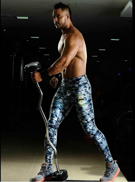 Leggins Camuflados Para Hombre Azul Grisáceo